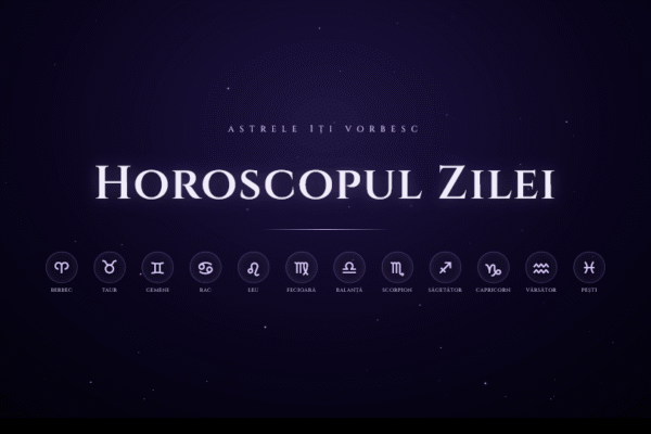 Horoscopul zilei cu simbolurile zodiacale pe fundal stelar