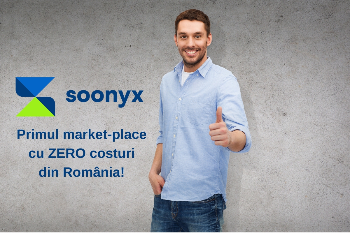 Bărbat zâmbitor promovând marketplace Soonyx fără costuri